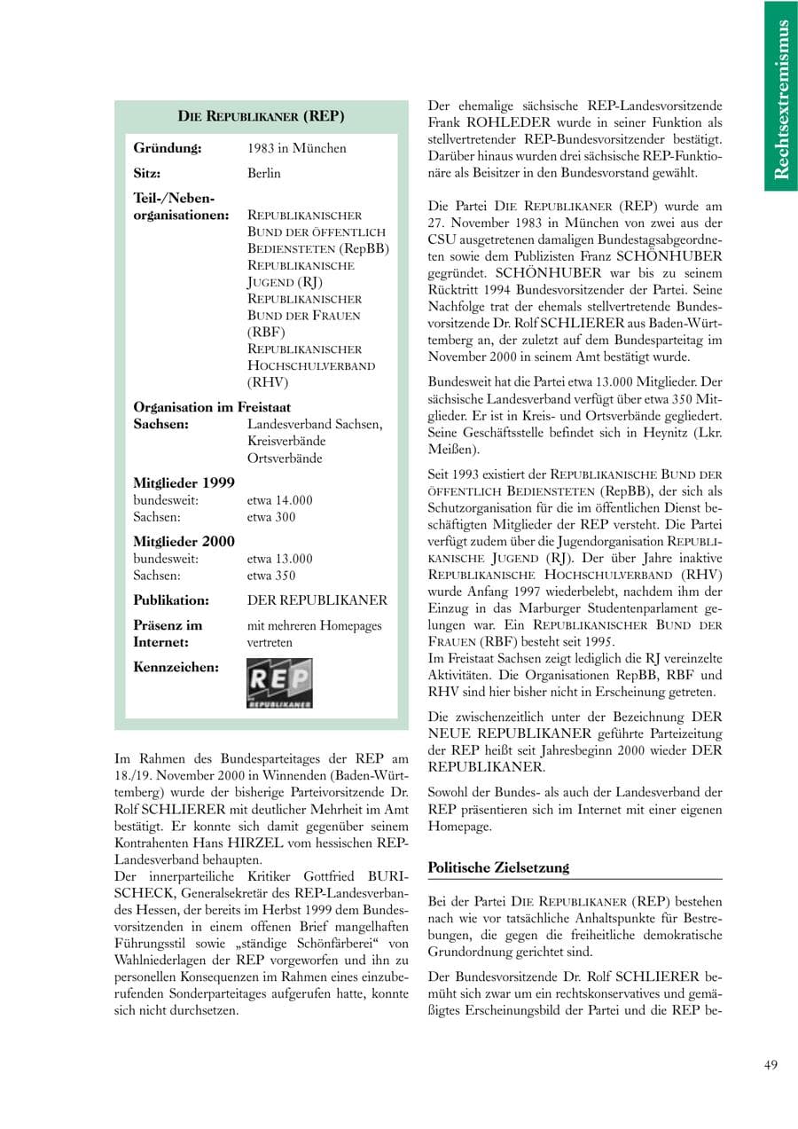 Seite 49 des Verfassungsschutzbericht 2000 Sachsen