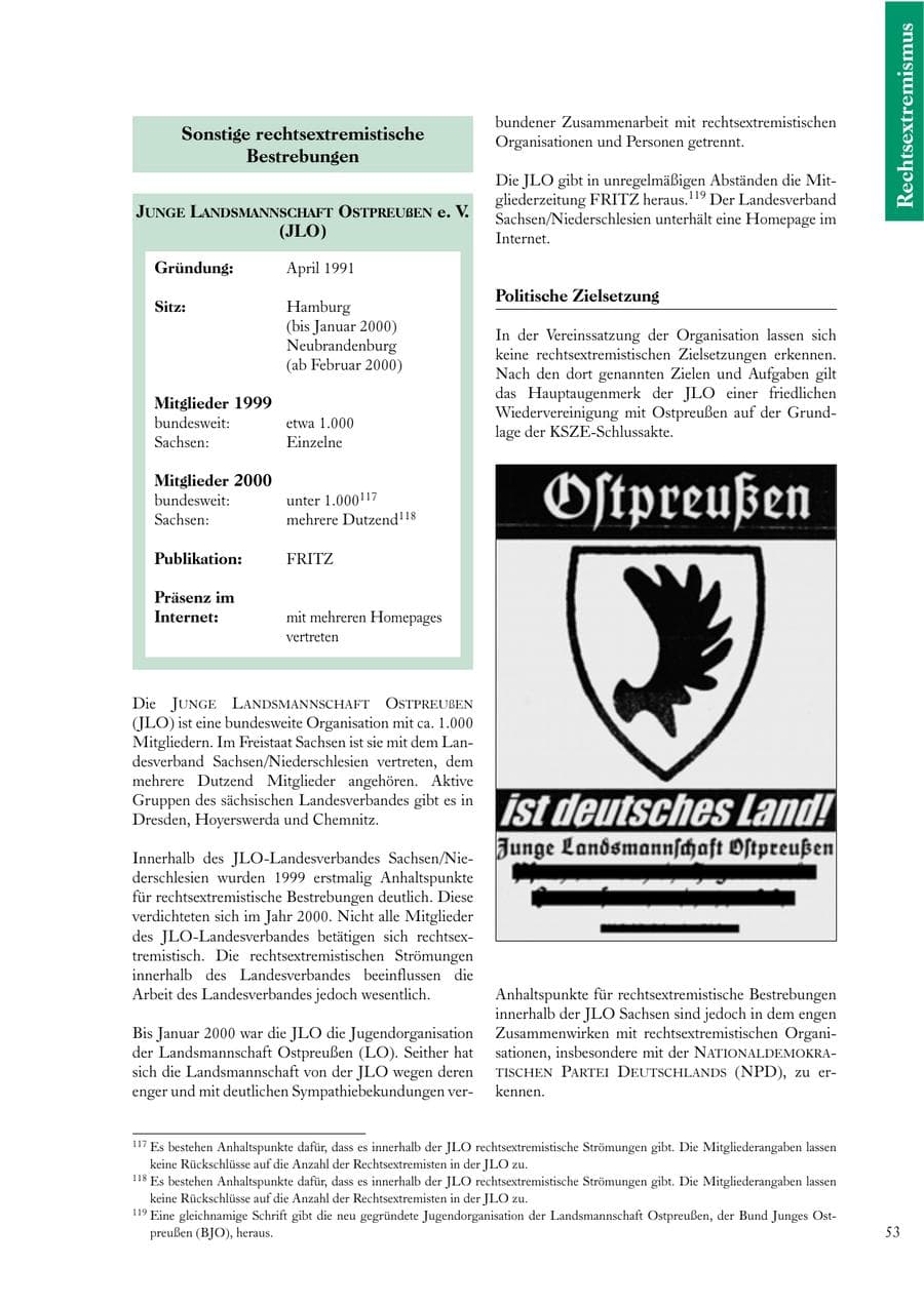 Seite 53 des Verfassungsschutzbericht 2000 Sachsen