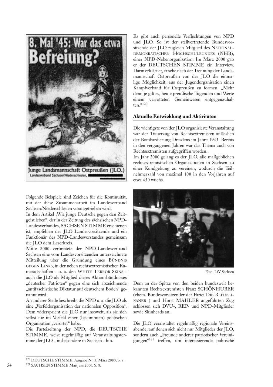 Seite 54 des Verfassungsschutzbericht 2000 Sachsen