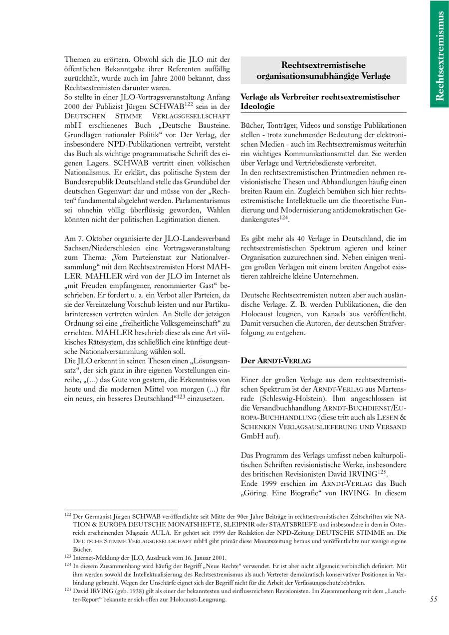 Seite 55 des Verfassungsschutzbericht 2000 Sachsen