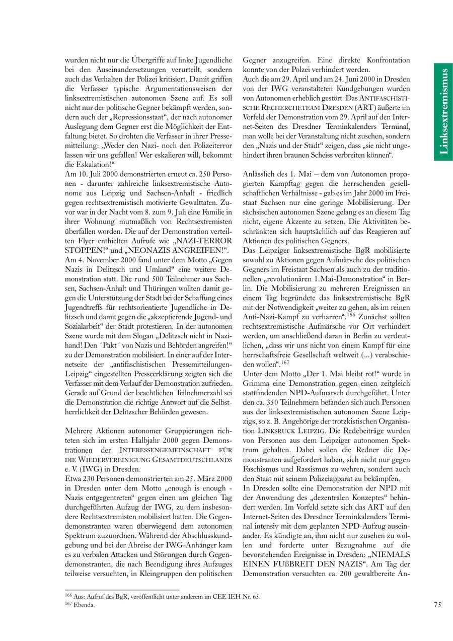 Seite 75 des Verfassungsschutzbericht 2000 Sachsen