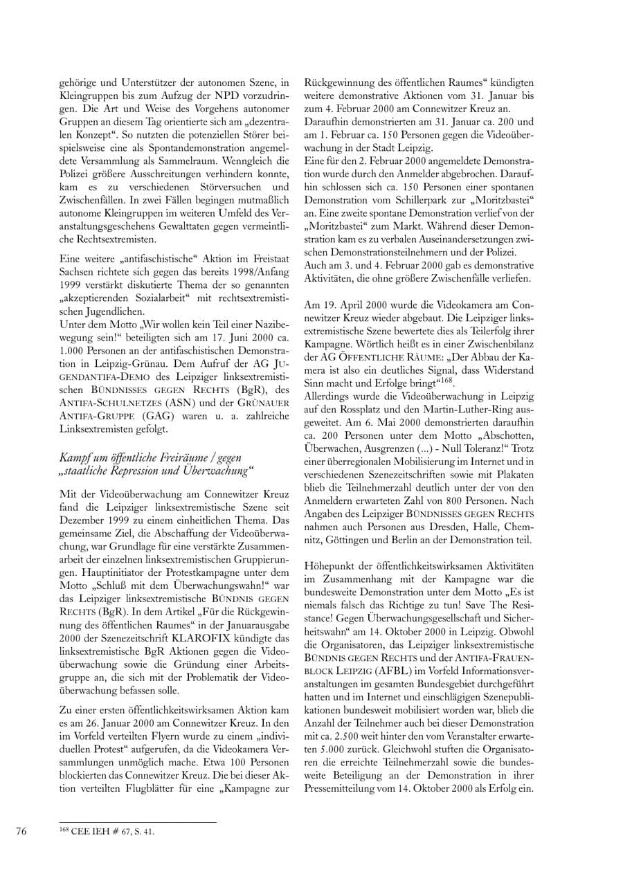 Seite 76 des Verfassungsschutzbericht 2000 Sachsen