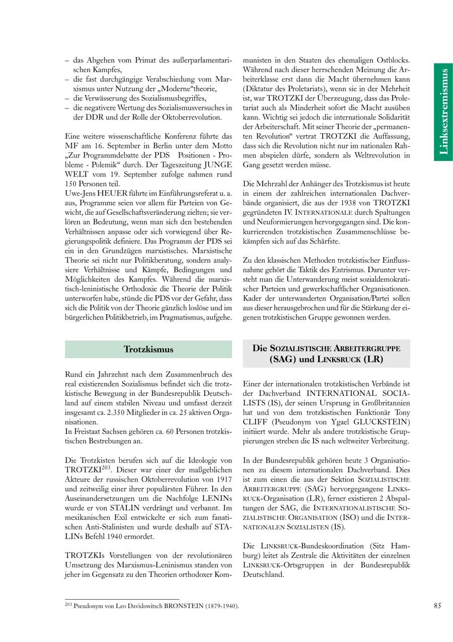 Seite 85 des Verfassungsschutzbericht 2000 Sachsen