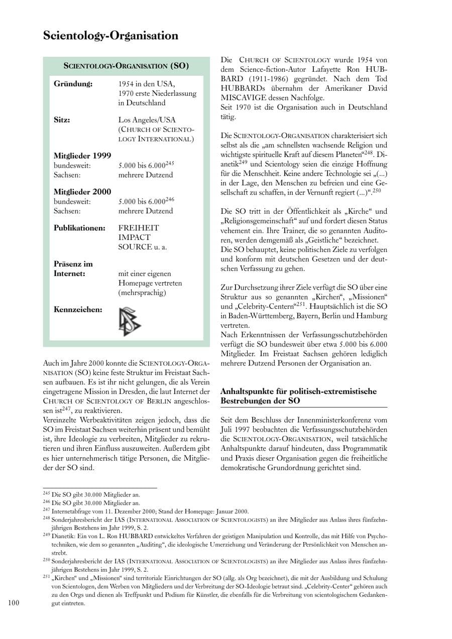Seite 100 des Verfassungsschutzbericht 2000 Sachsen