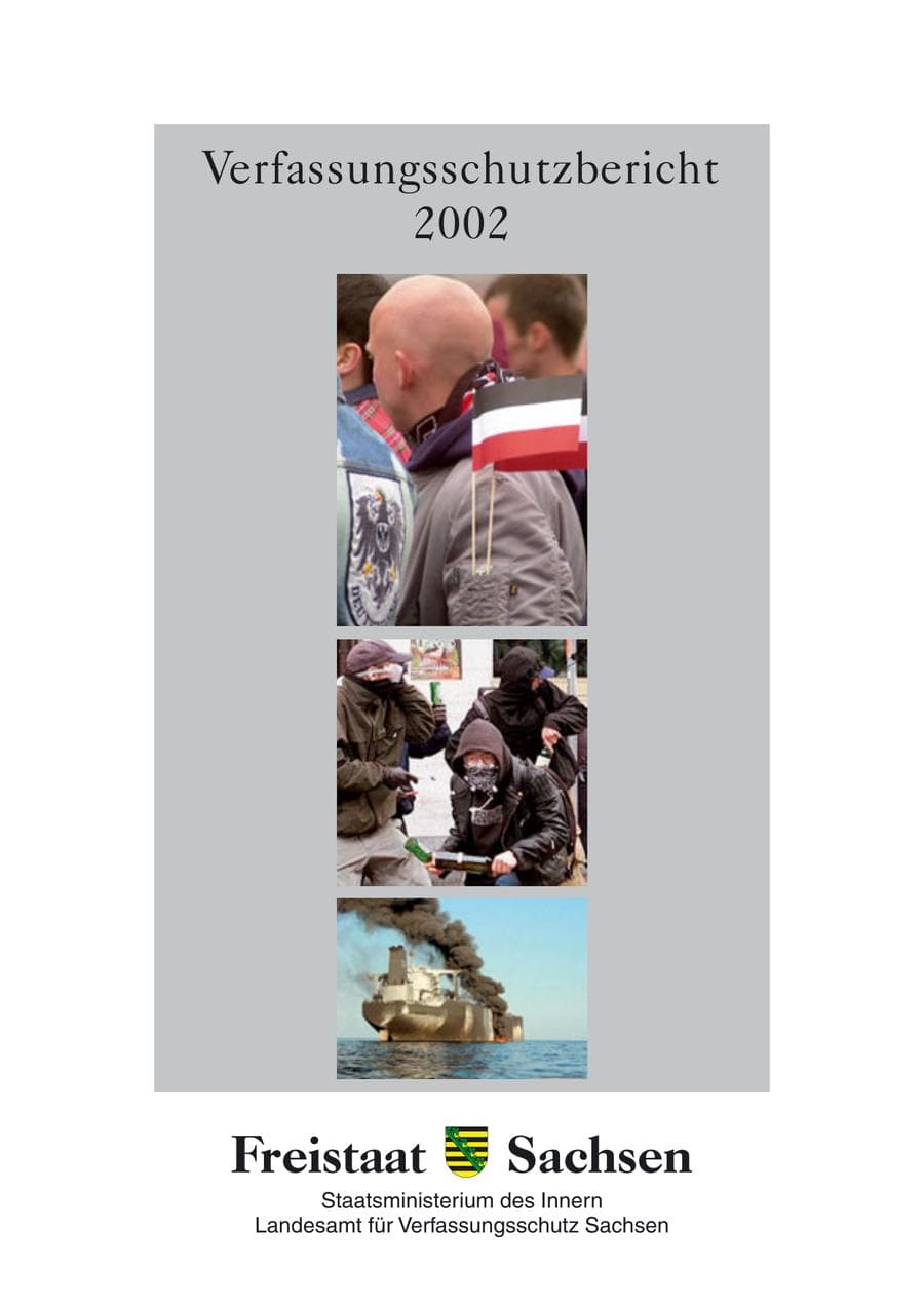 Seite 1 des Verfassungsschutzbericht 2002 Sachsen