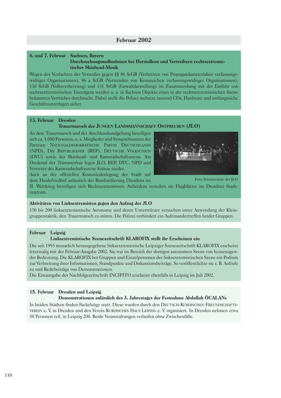 Seite 112 des Verfassungsschutzbericht 2002 Sachsen