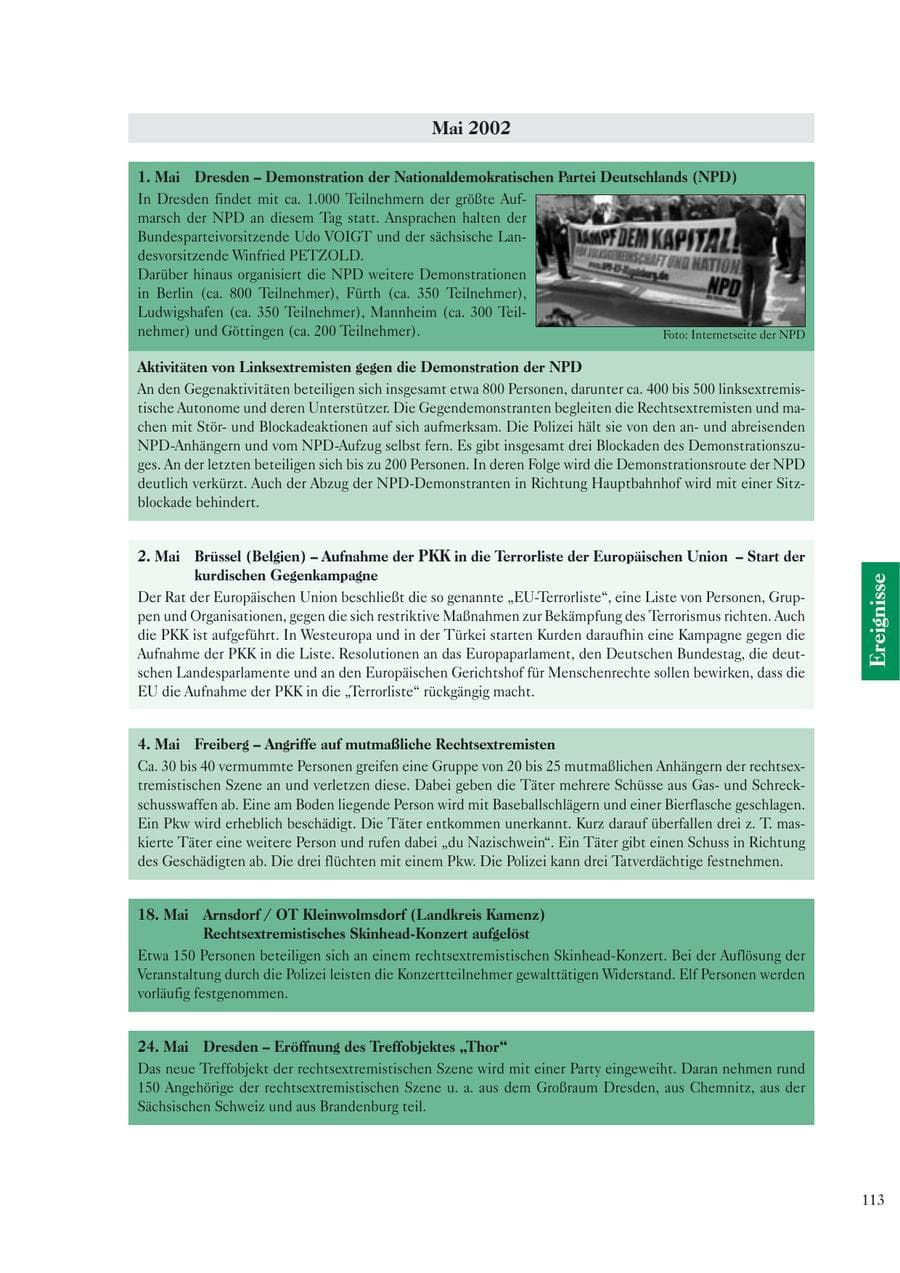 Seite 115 des Verfassungsschutzbericht 2002 Sachsen