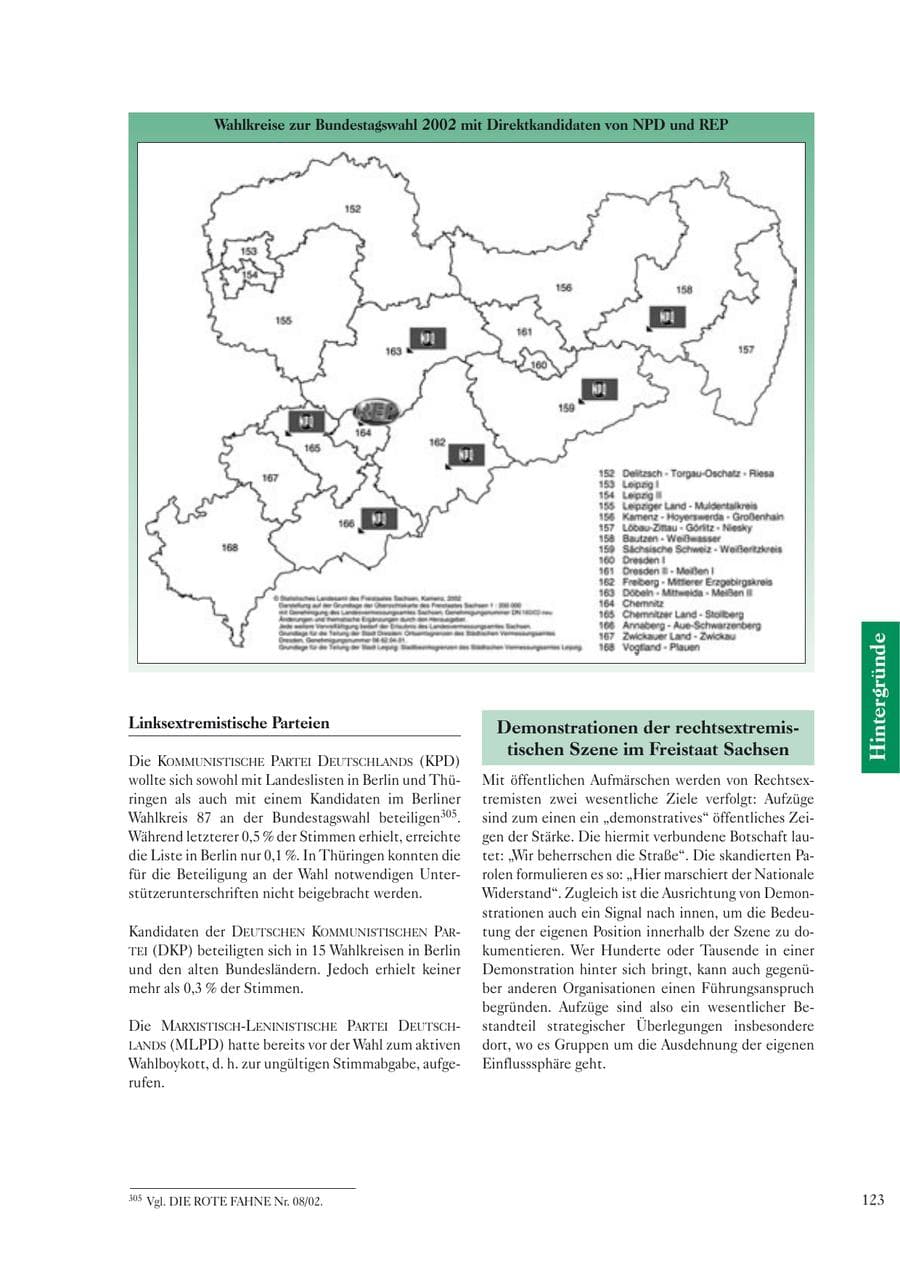 Seite 125 des Verfassungsschutzbericht 2002 Sachsen