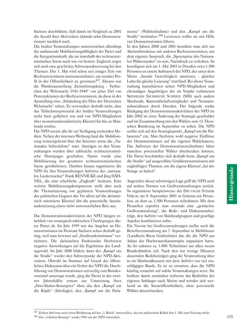 Seite 127 des Verfassungsschutzbericht 2002 Sachsen