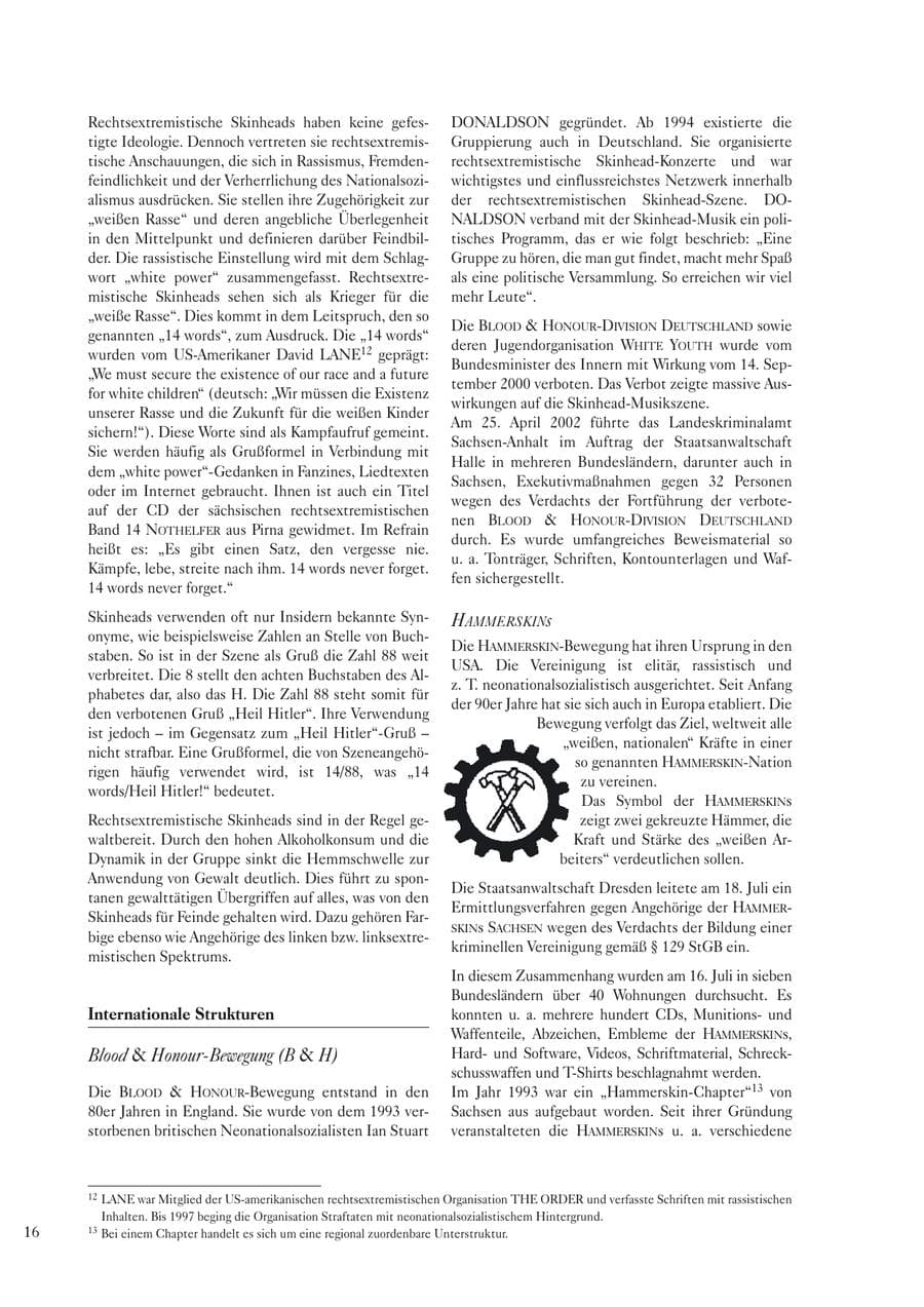 Seite 18 des Verfassungsschutzbericht 2002 Sachsen
