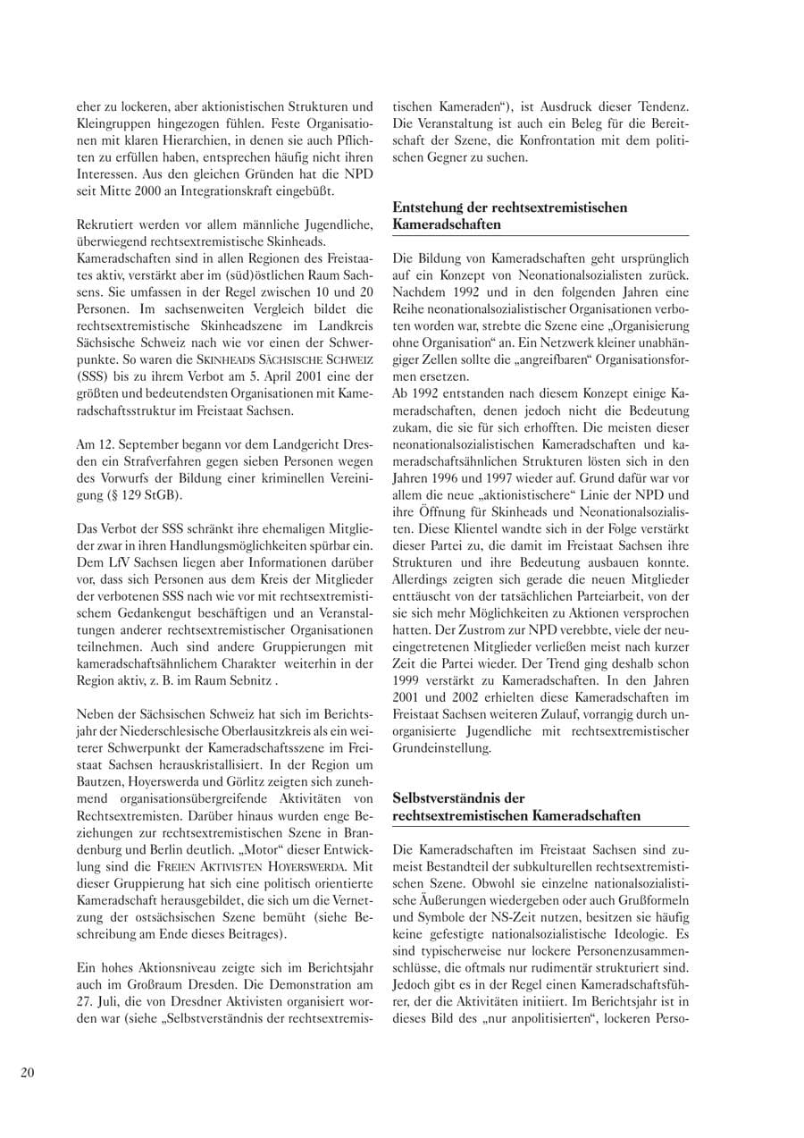 Seite 22 des Verfassungsschutzbericht 2002 Sachsen