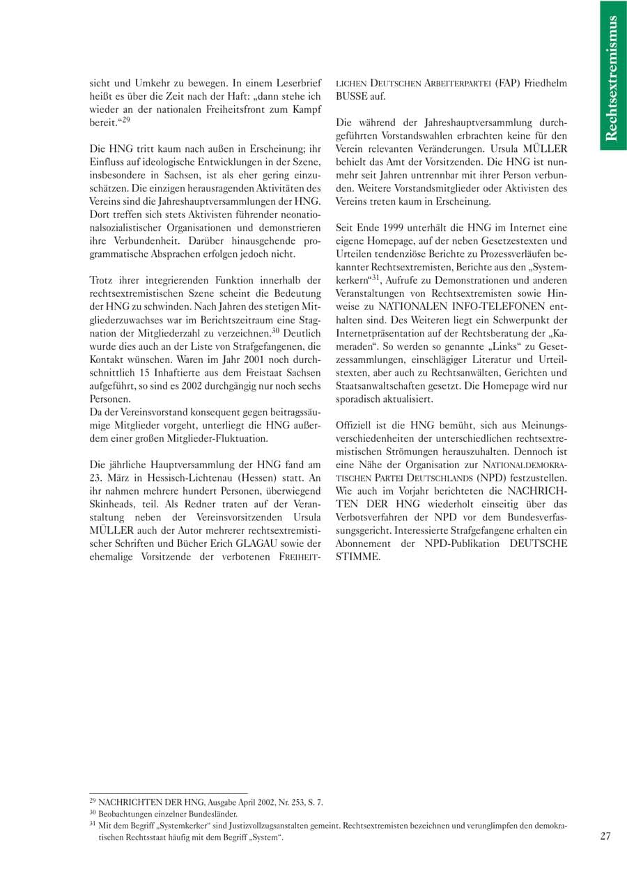 Seite 29 des Verfassungsschutzbericht 2002 Sachsen
