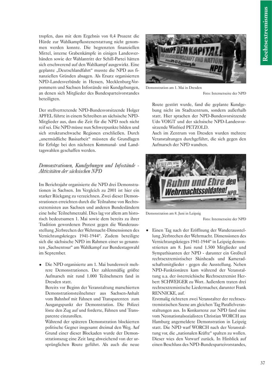 Seite 39 des Verfassungsschutzbericht 2002 Sachsen