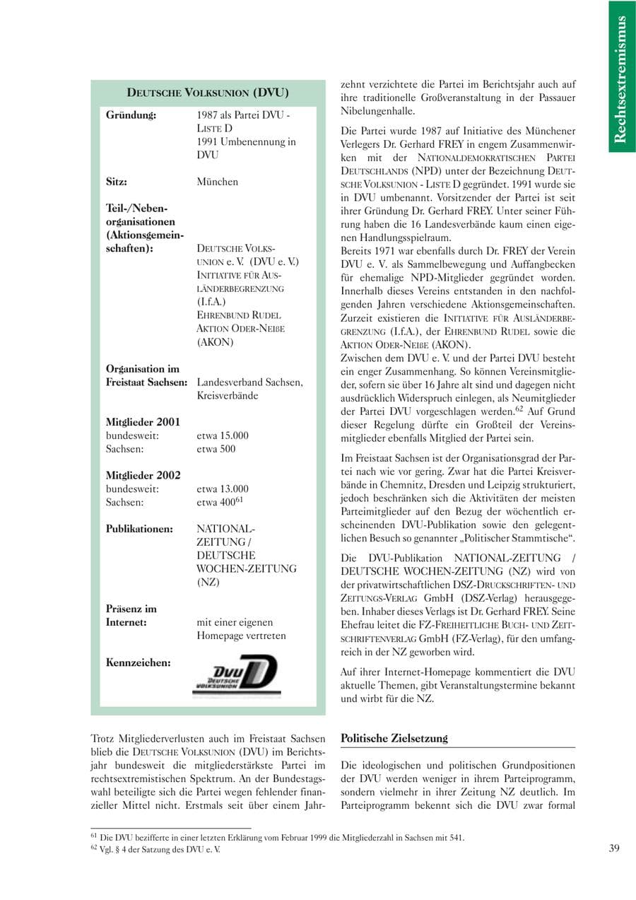 Seite 41 des Verfassungsschutzbericht 2002 Sachsen