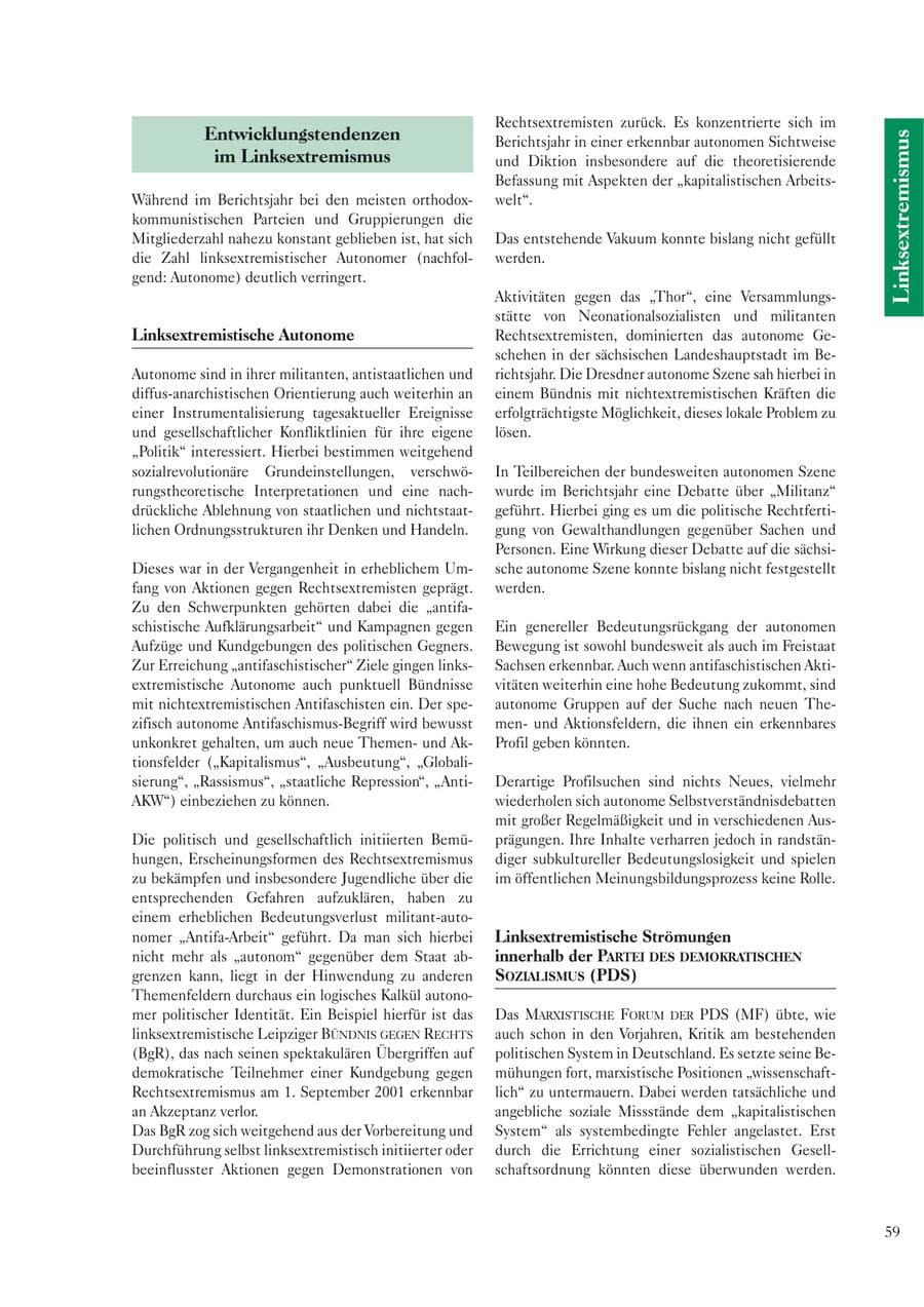 Seite 61 des Verfassungsschutzbericht 2002 Sachsen