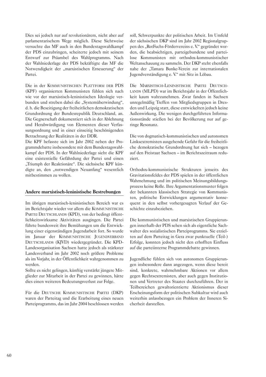 Seite 62 des Verfassungsschutzbericht 2002 Sachsen