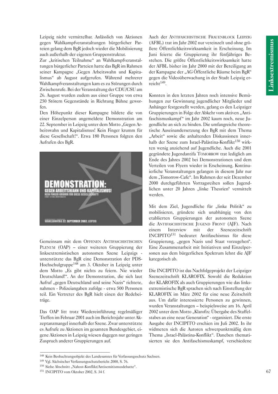 Seite 69 des Verfassungsschutzbericht 2002 Sachsen
