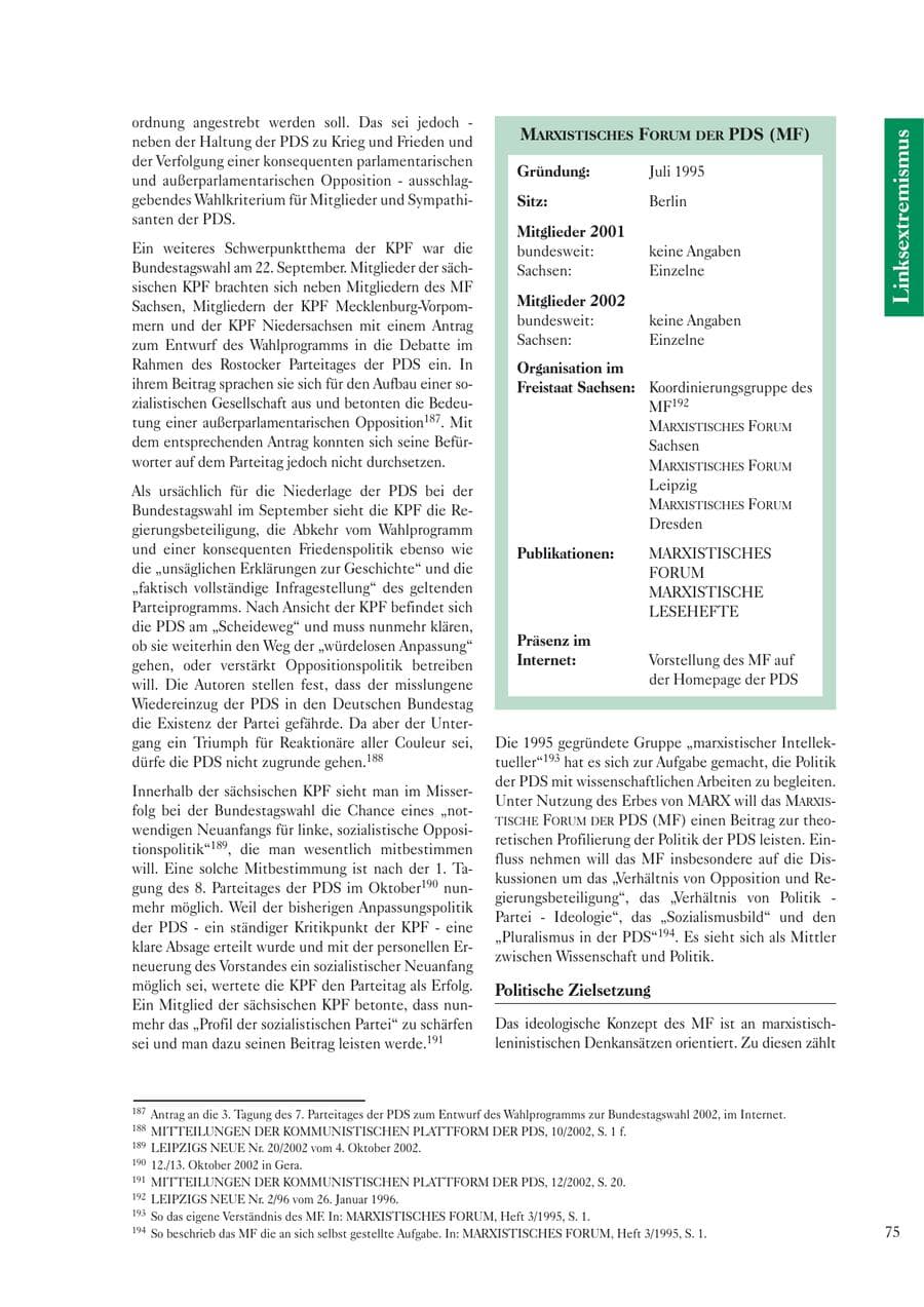 Seite 77 des Verfassungsschutzbericht 2002 Sachsen
