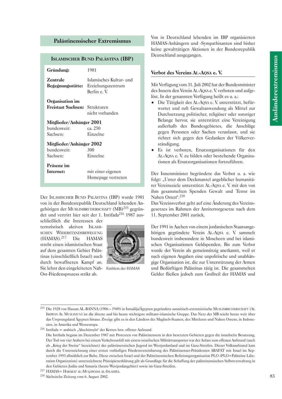 Seite 85 des Verfassungsschutzbericht 2002 Sachsen