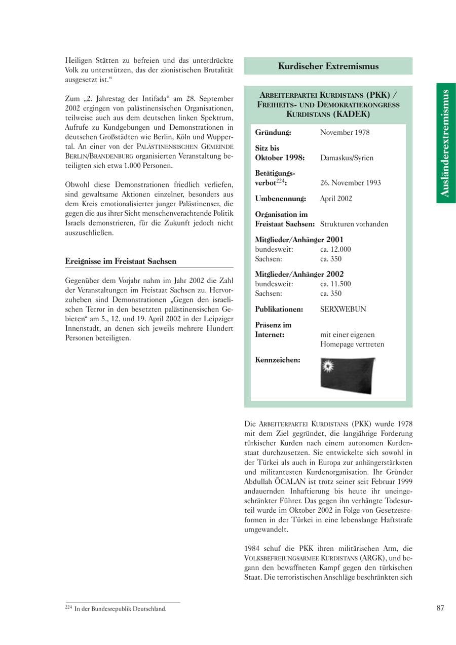 Seite 89 des Verfassungsschutzbericht 2002 Sachsen