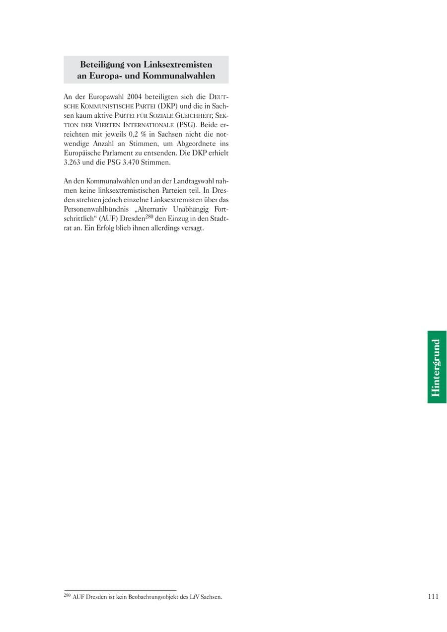 Seite 113 des Verfassungsschutzbericht 2004 Sachsen