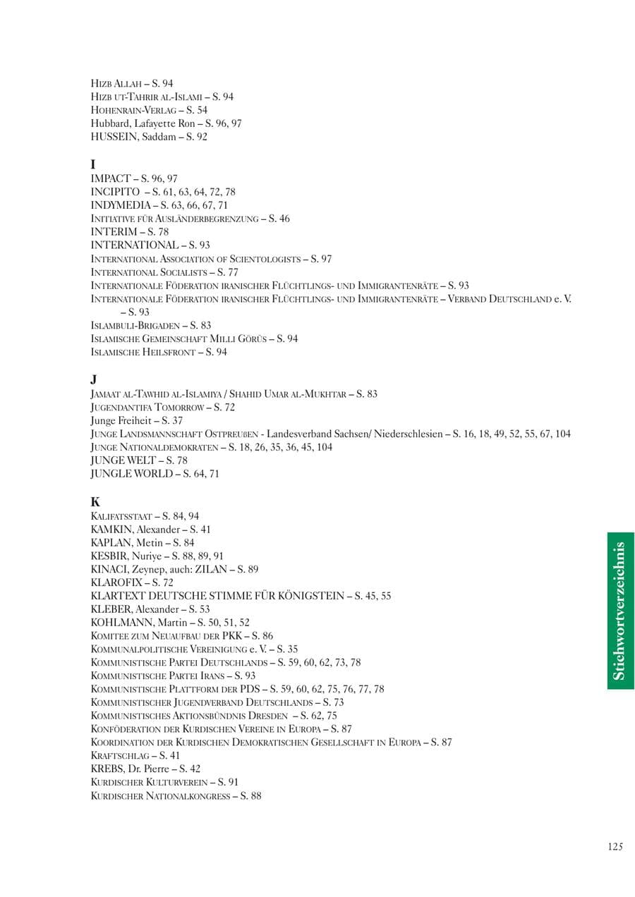 Seite 127 des Verfassungsschutzbericht 2004 Sachsen