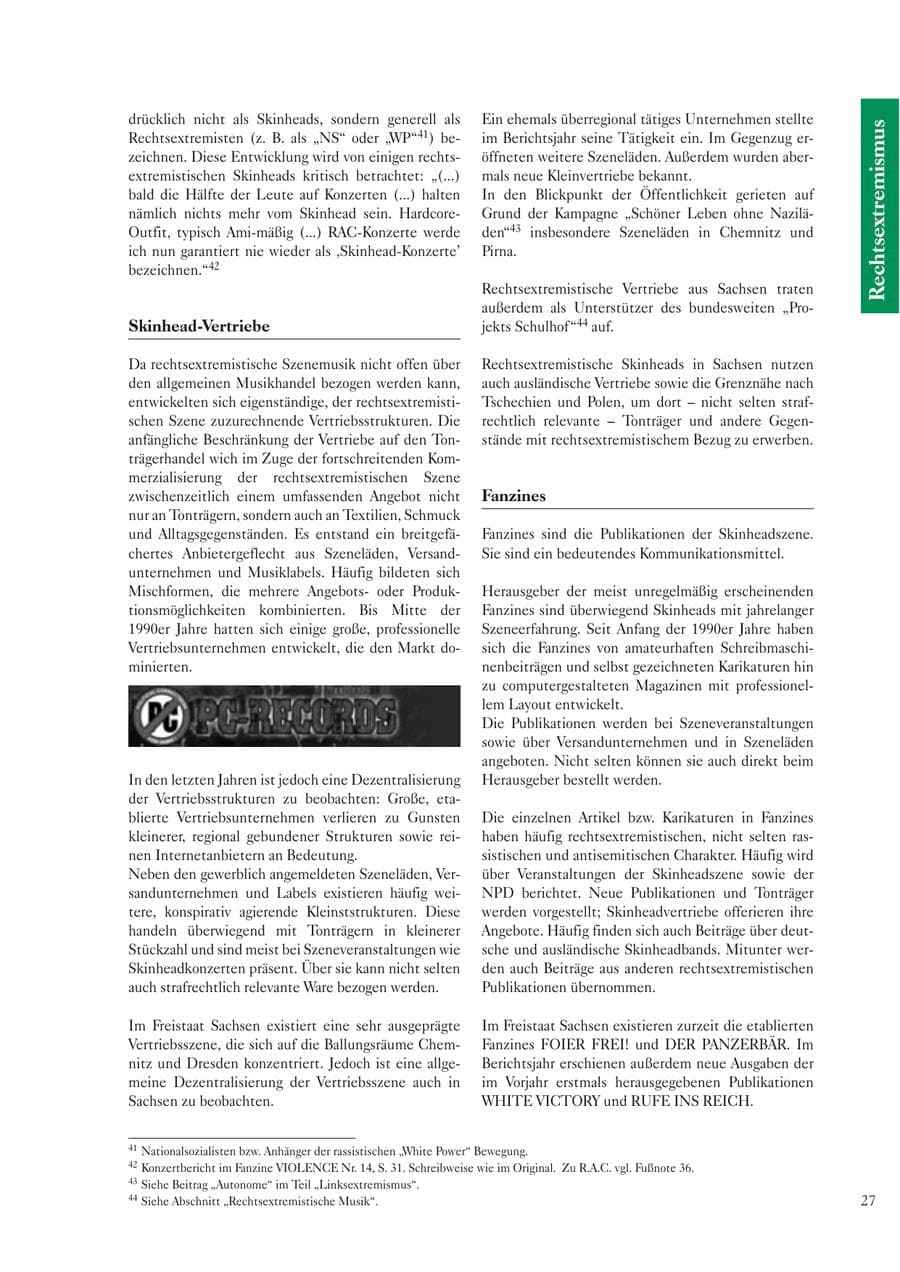 Seite 29 des Verfassungsschutzbericht 2004 Sachsen