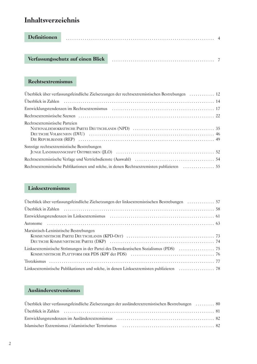Seite 4 des Verfassungsschutzbericht 2004 Sachsen