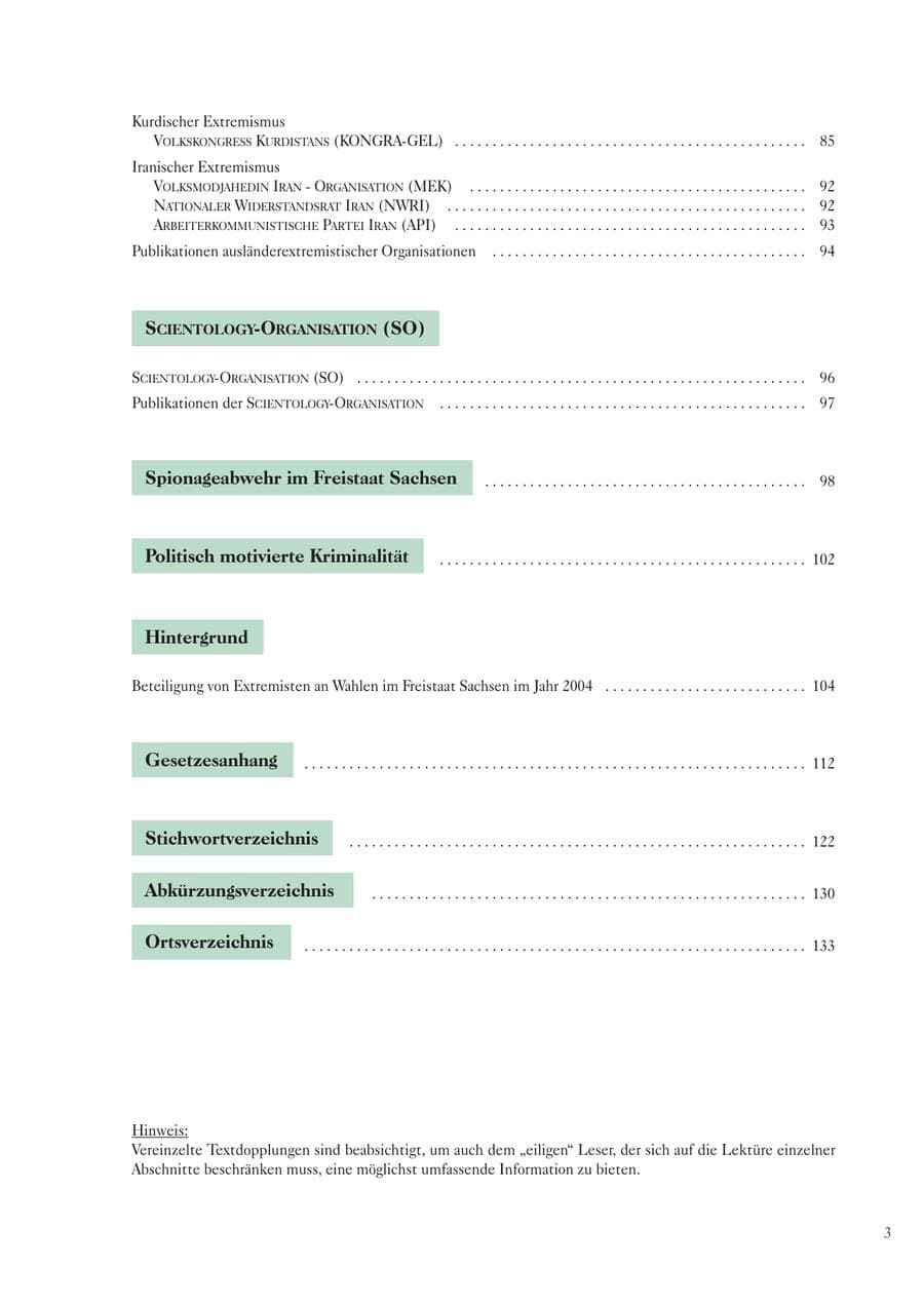 Seite 5 des Verfassungsschutzbericht 2004 Sachsen