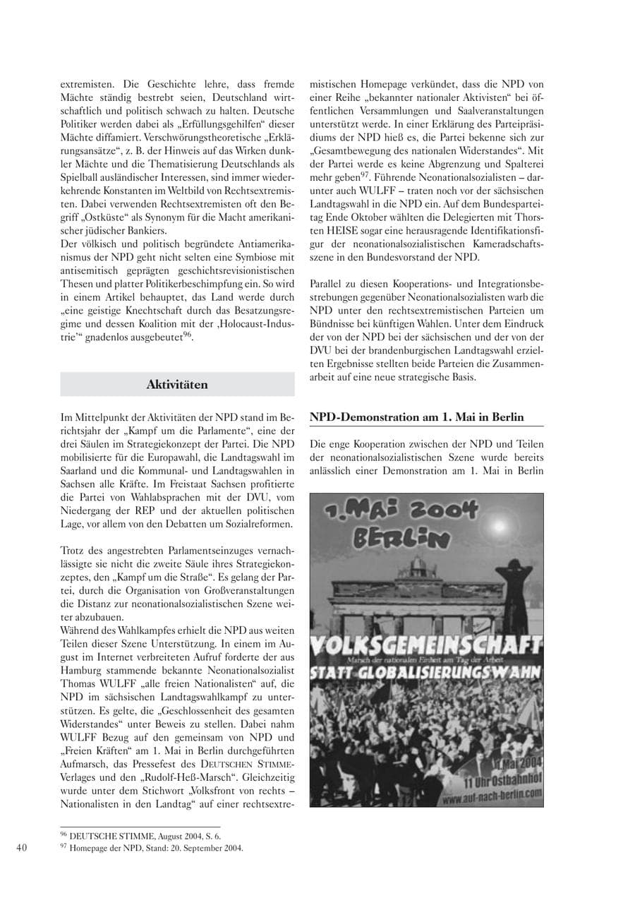 Seite 42 des Verfassungsschutzbericht 2004 Sachsen