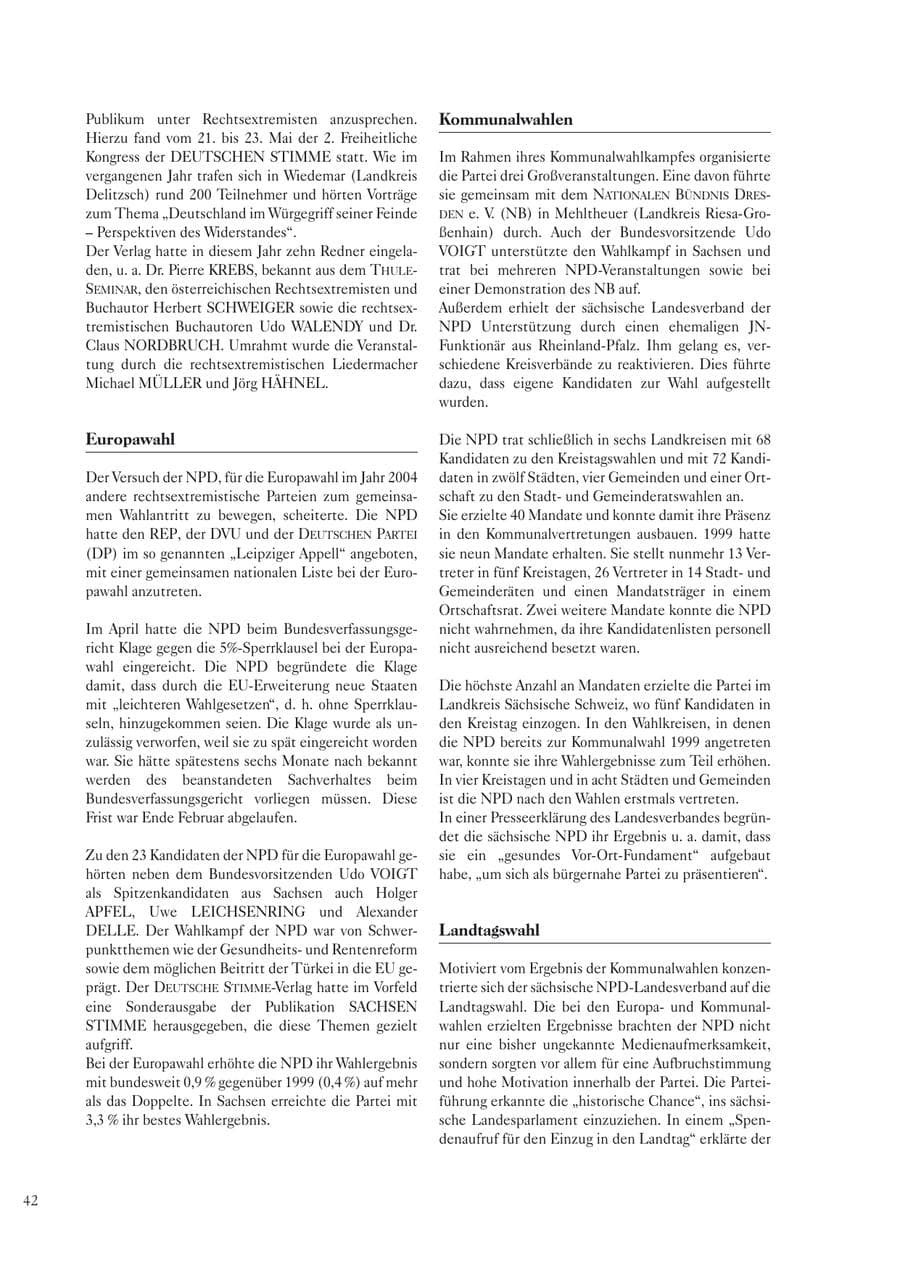 Seite 44 des Verfassungsschutzbericht 2004 Sachsen