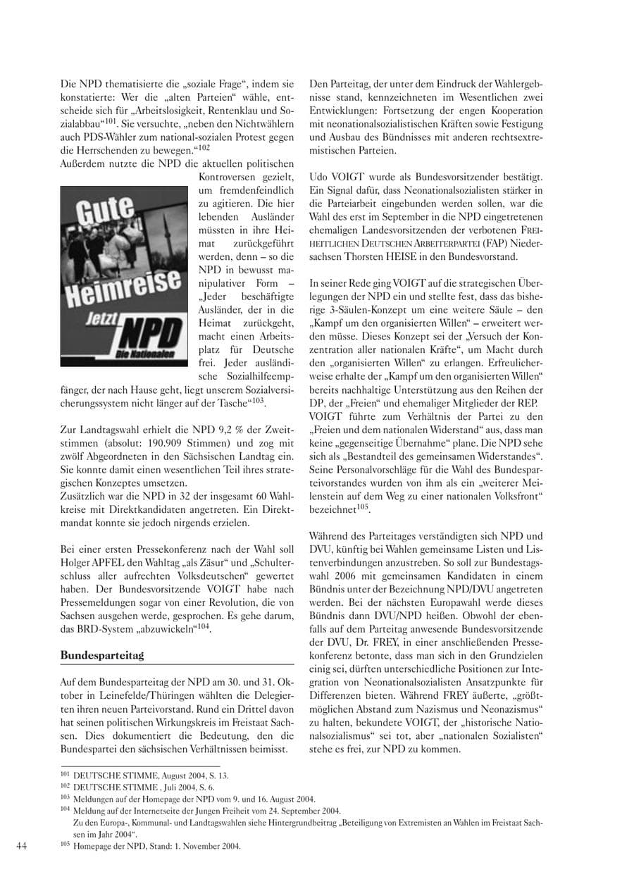 Seite 46 des Verfassungsschutzbericht 2004 Sachsen