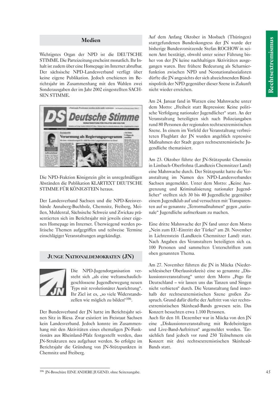 Seite 47 des Verfassungsschutzbericht 2004 Sachsen