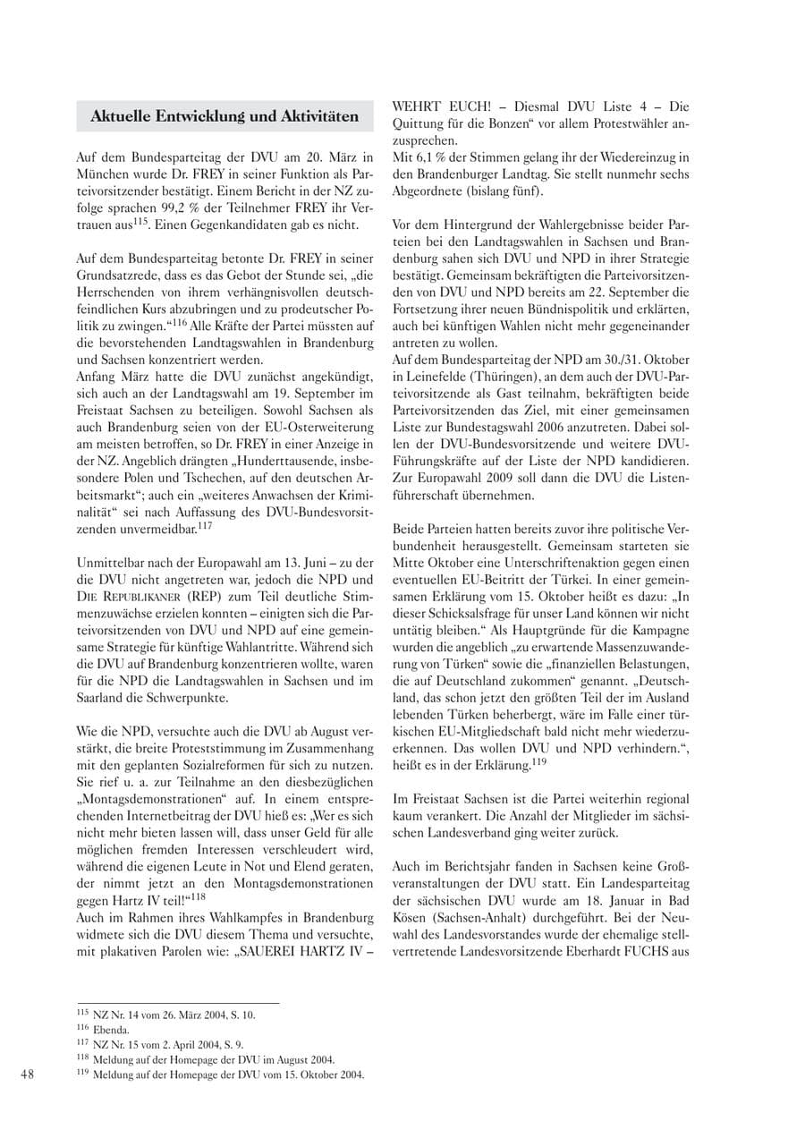 Seite 50 des Verfassungsschutzbericht 2004 Sachsen