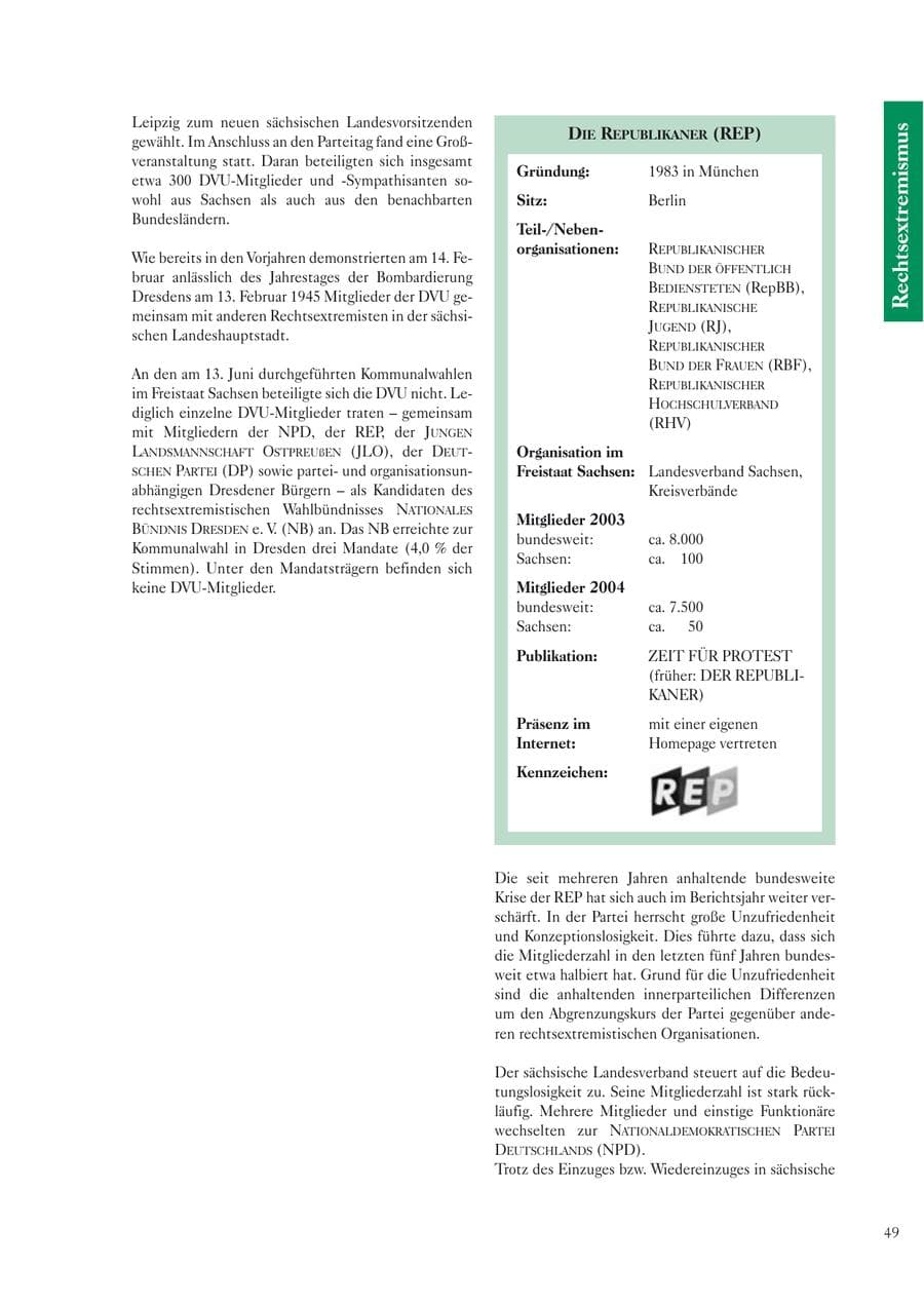 Seite 51 des Verfassungsschutzbericht 2004 Sachsen