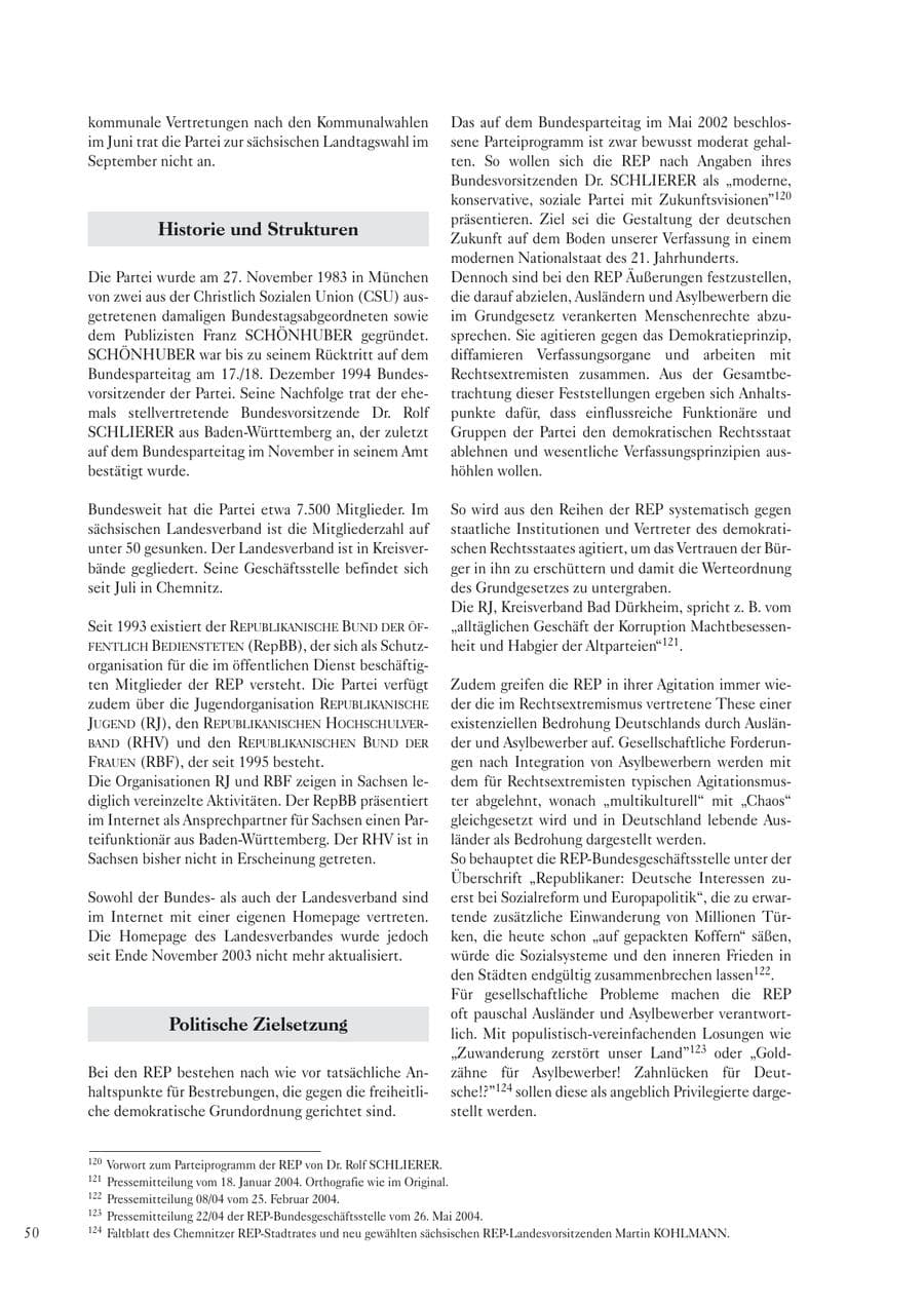 Seite 52 des Verfassungsschutzbericht 2004 Sachsen
