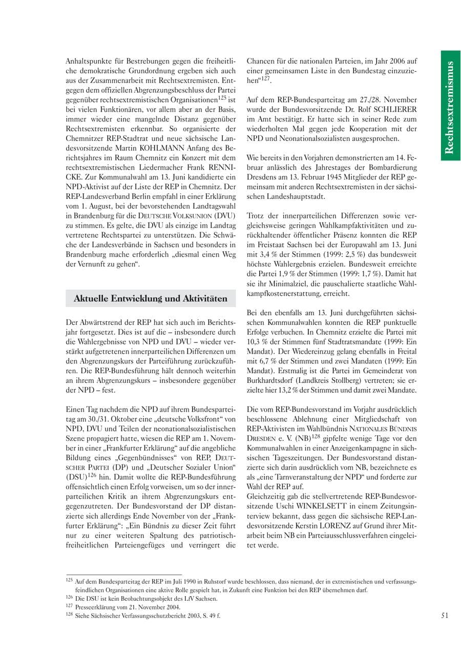 Seite 53 des Verfassungsschutzbericht 2004 Sachsen