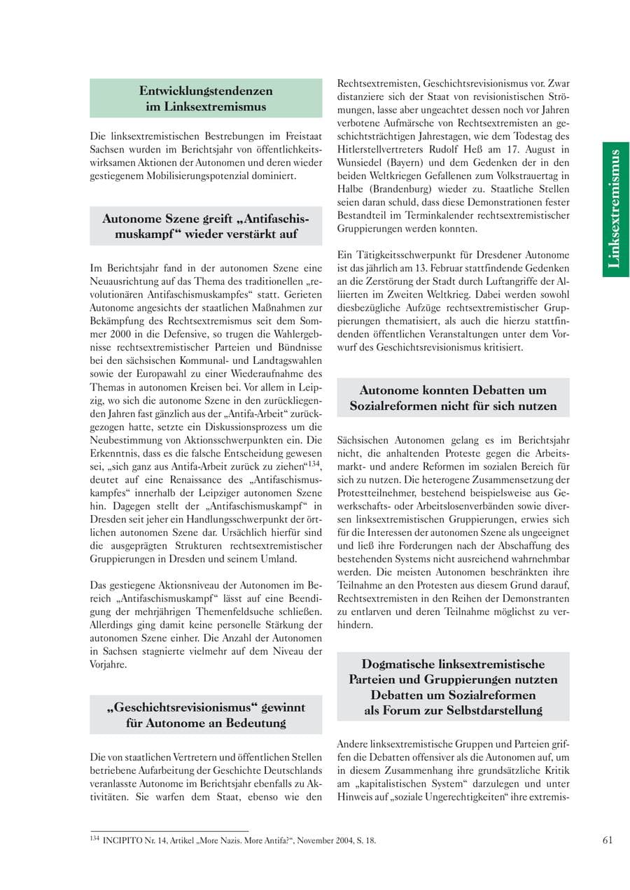 Seite 63 des Verfassungsschutzbericht 2004 Sachsen