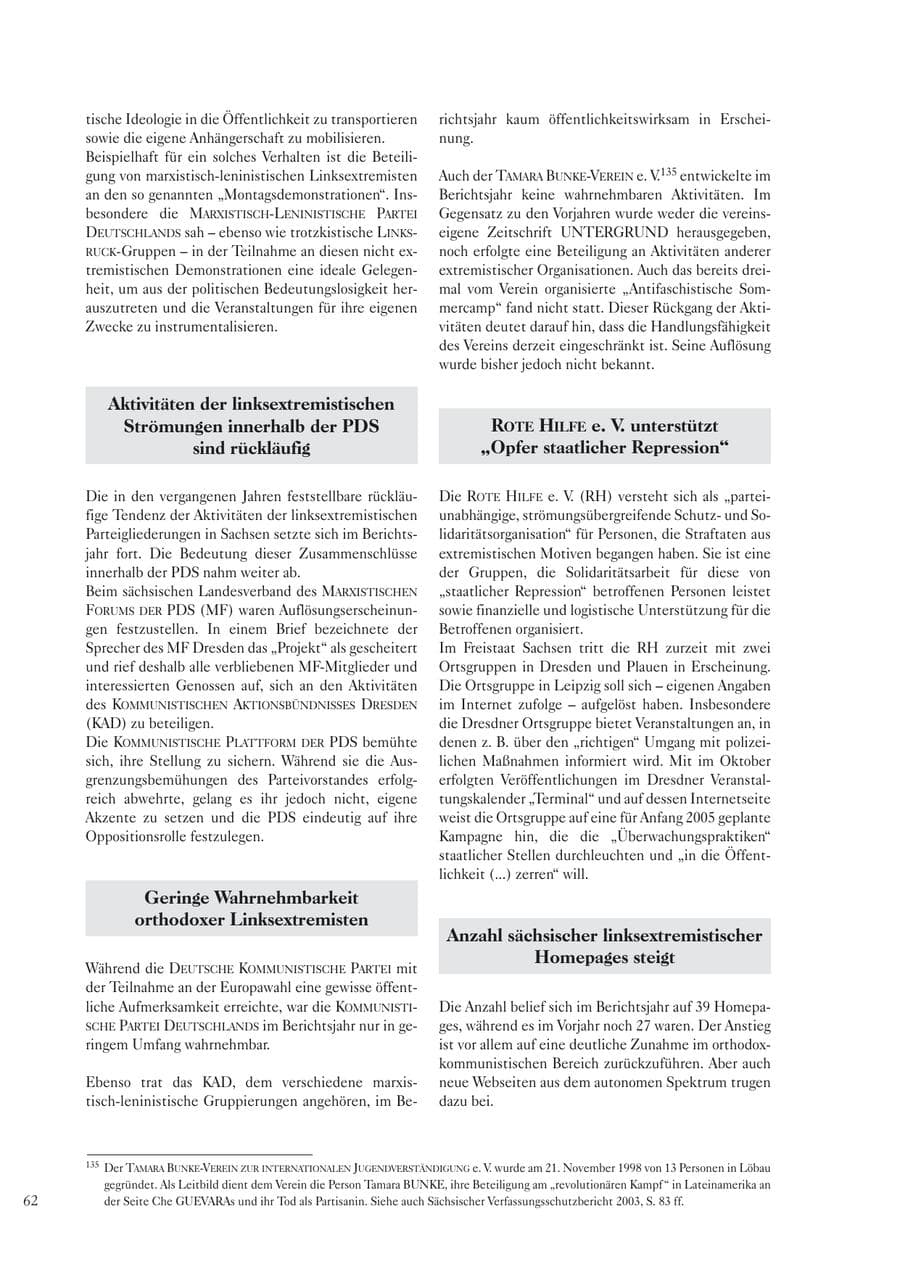 Seite 64 des Verfassungsschutzbericht 2004 Sachsen