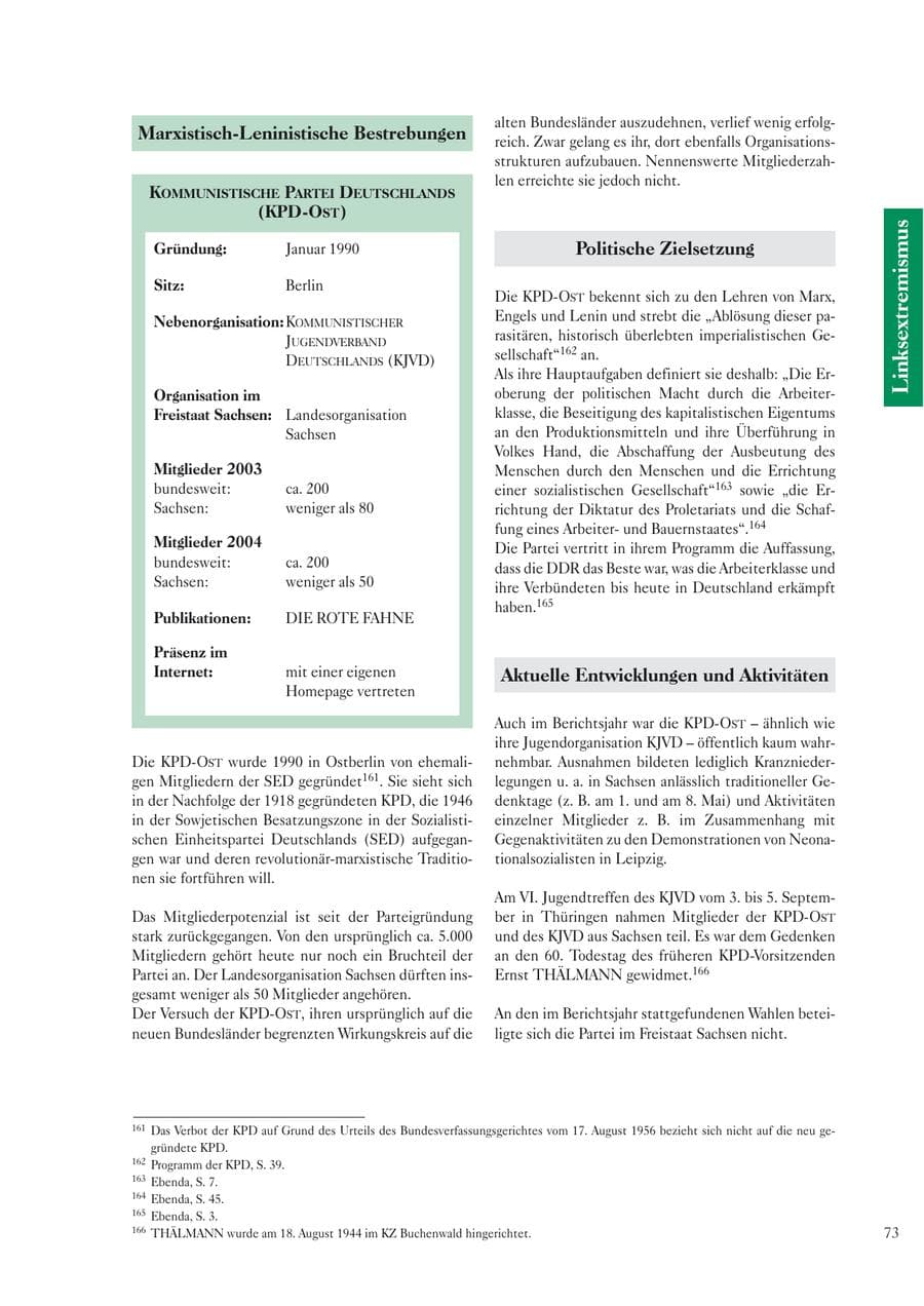 Seite 75 des Verfassungsschutzbericht 2004 Sachsen