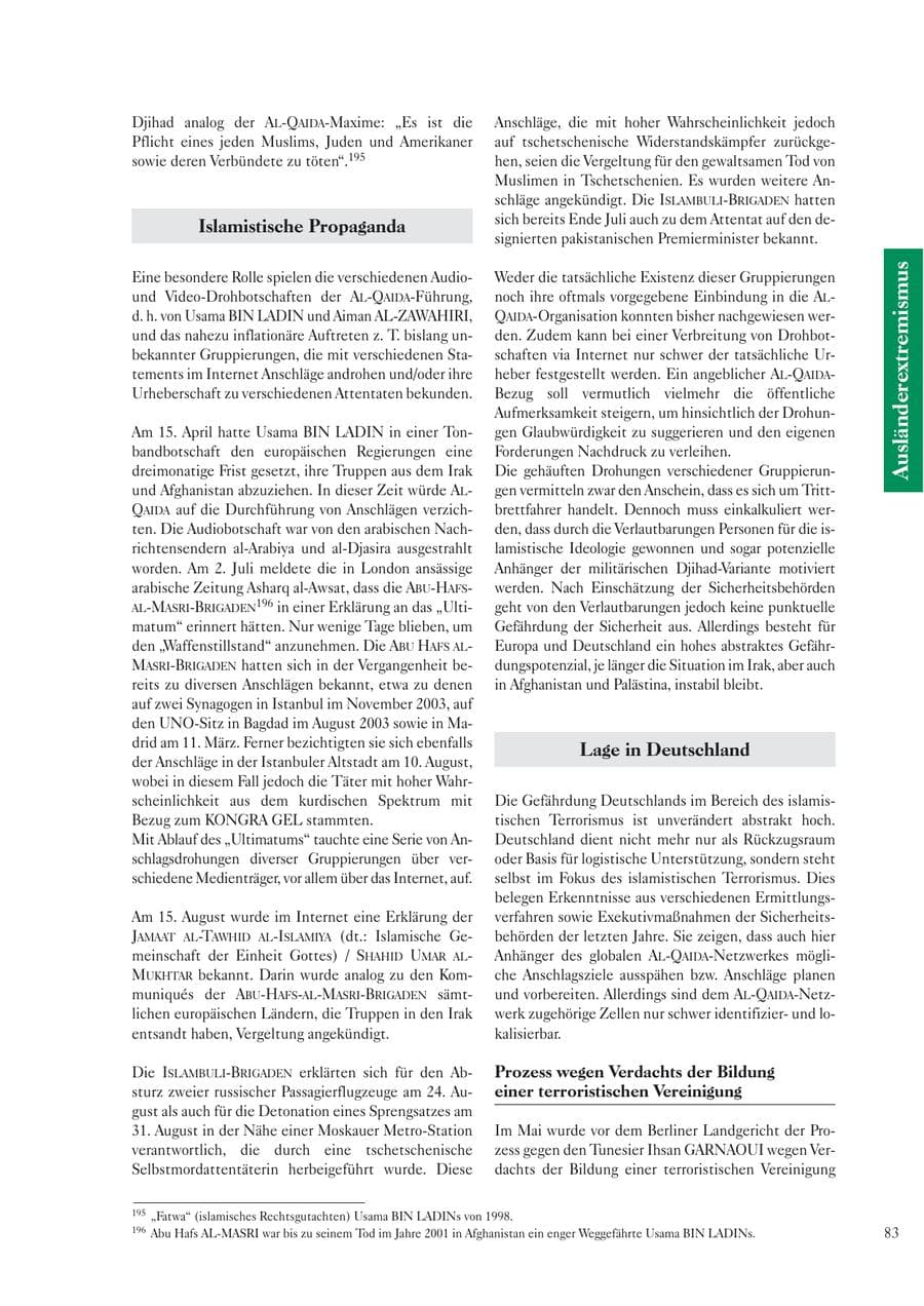 Seite 85 des Verfassungsschutzbericht 2004 Sachsen