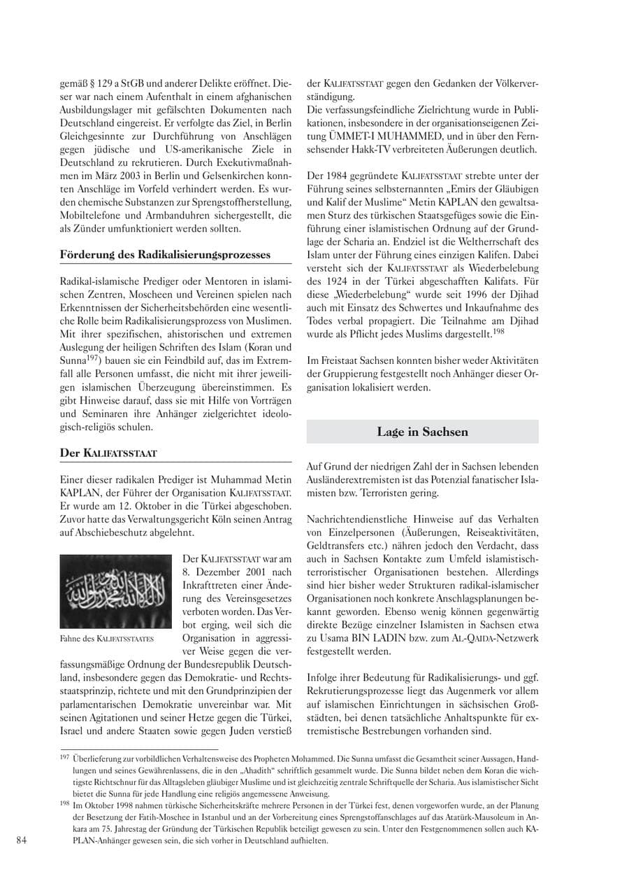 Seite 86 des Verfassungsschutzbericht 2004 Sachsen