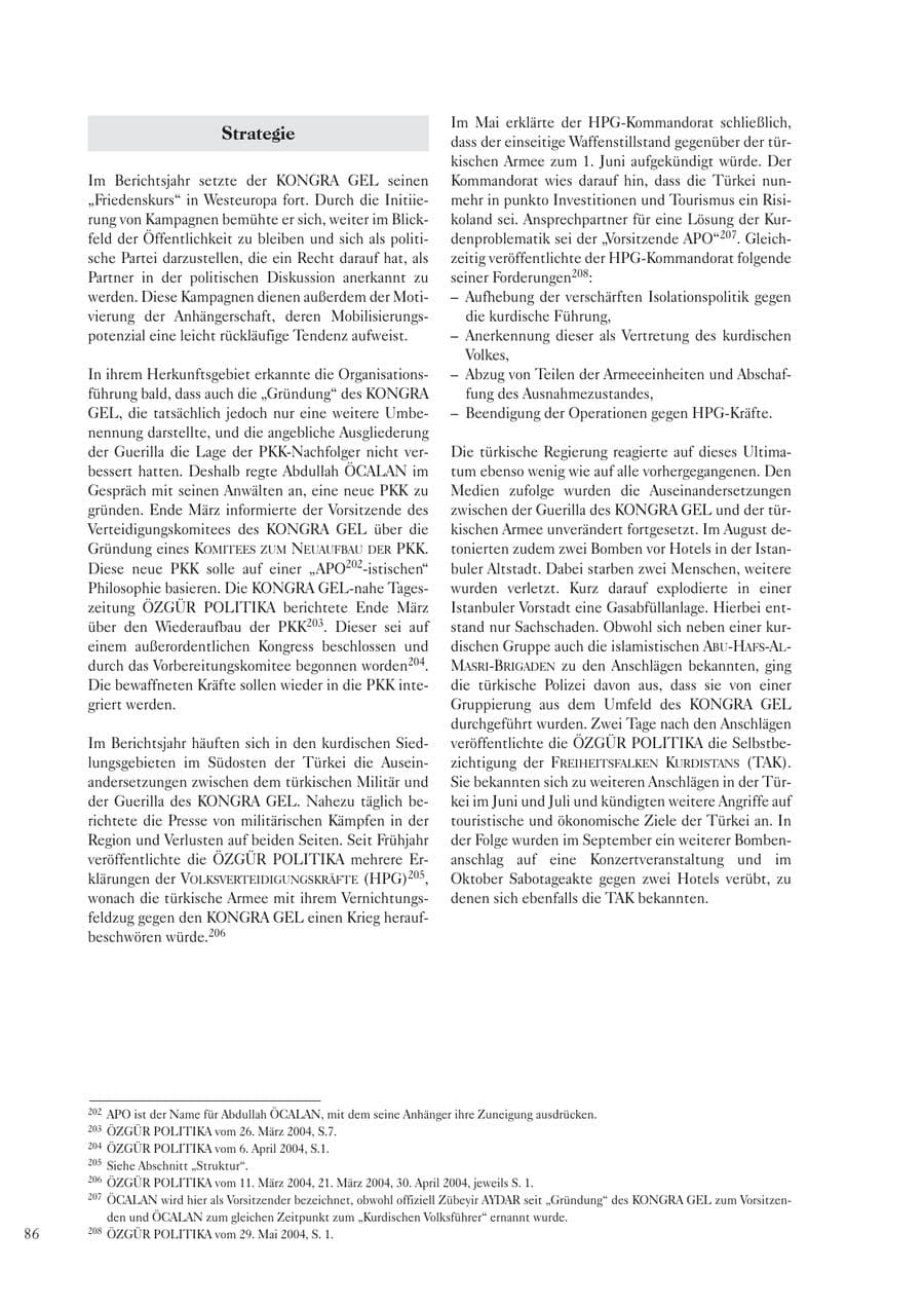 Seite 88 des Verfassungsschutzbericht 2004 Sachsen