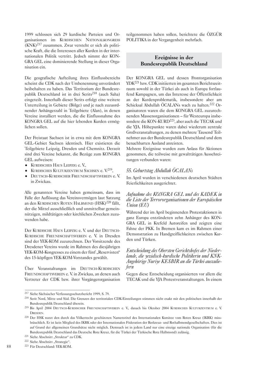 Seite 90 des Verfassungsschutzbericht 2004 Sachsen