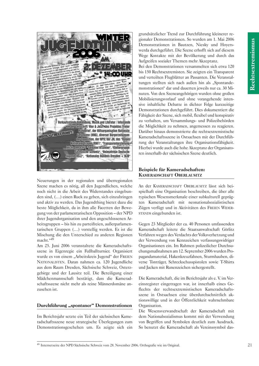 Seite 23 des Verfassungsschutzbericht 2006 Sachsen