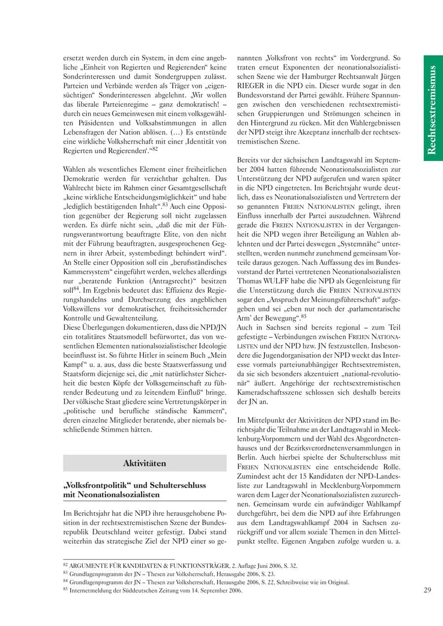 Seite 31 des Verfassungsschutzbericht 2006 Sachsen