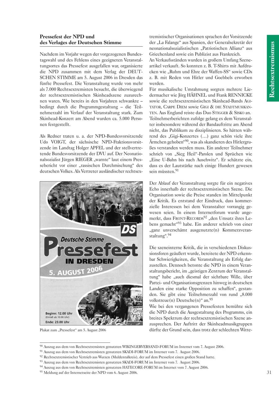Seite 33 des Verfassungsschutzbericht 2006 Sachsen