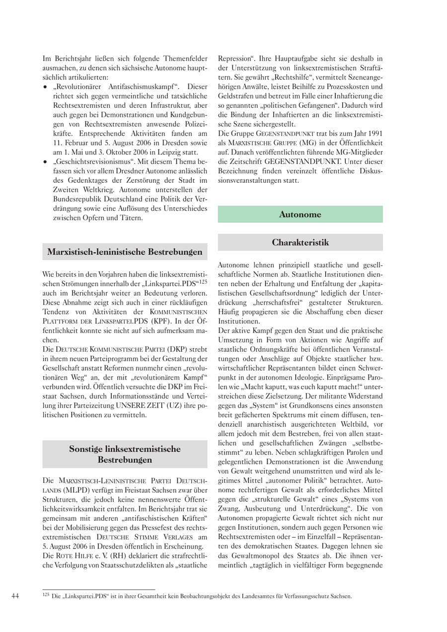 Seite 46 des Verfassungsschutzbericht 2006 Sachsen