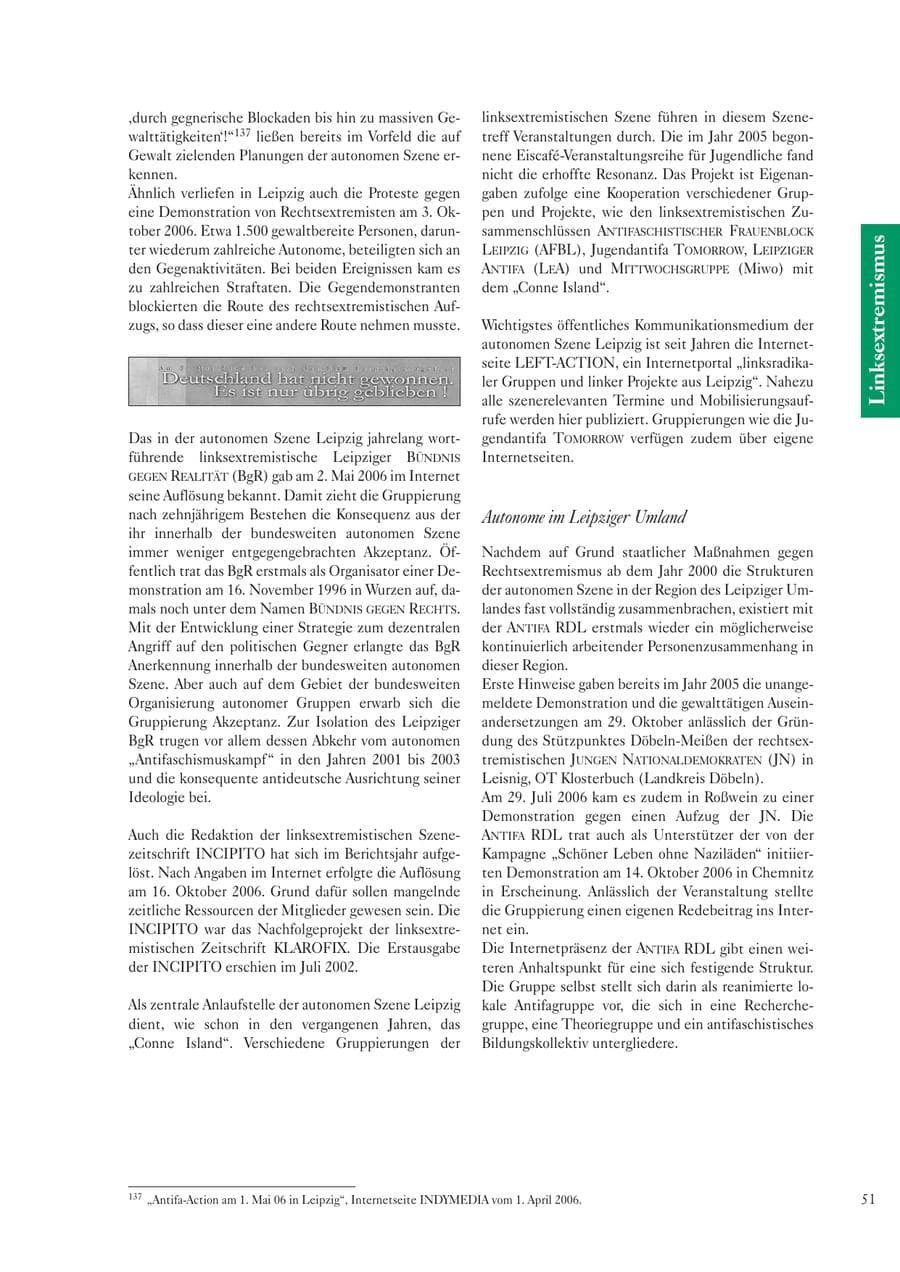 Seite 53 des Verfassungsschutzbericht 2006 Sachsen