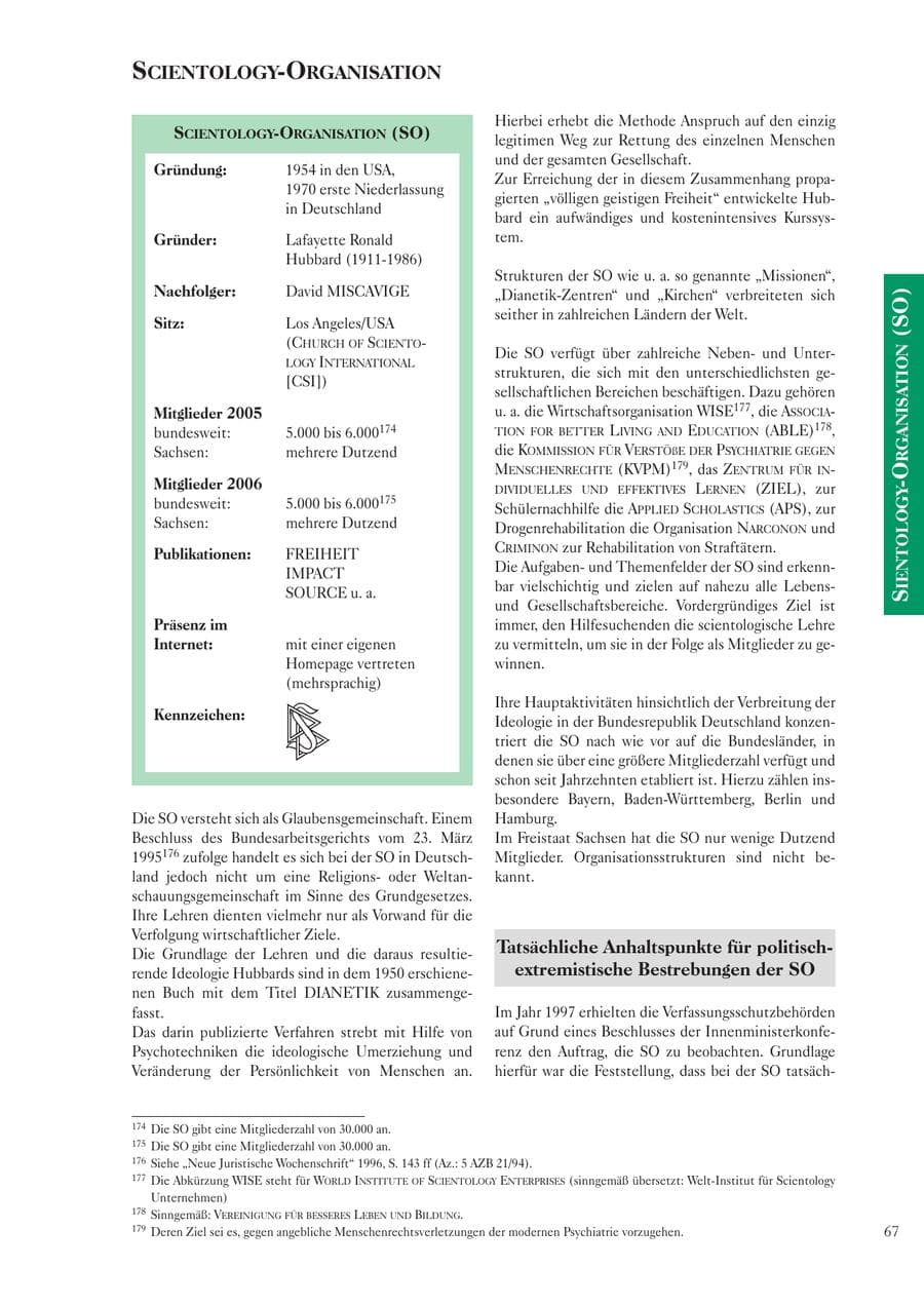 Seite 69 des Verfassungsschutzbericht 2006 Sachsen